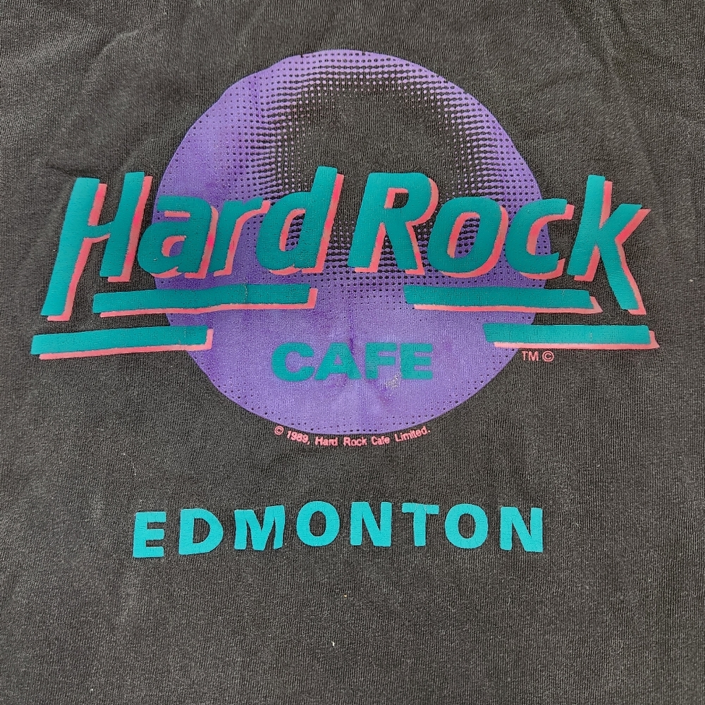Vintage Hard Rock Cafe Edmonton XL Single Stitch Black Men's T Shirt - Picture 2 of 4
